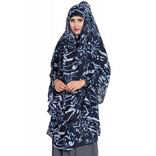 Printed long Khimar with sleeves